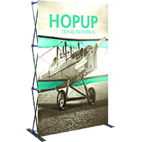 5x8 foot full height tension fabric display, front graphics