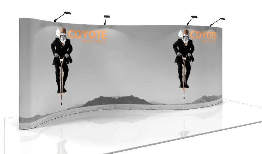 20' Coyote Serpentine Pop Up Display Graphic Mural Kit Orbus Coyote Displays