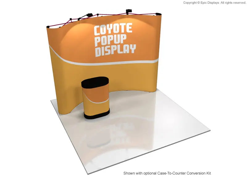 8' Coyote Pop Up Display Front Mural Kit, Fabric End Caps Orbus Coyote Displays