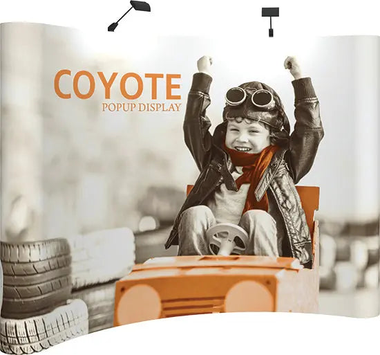 10' Coyote Curved Pop Up Display Full Mural Kit Orbus Coyote Displays