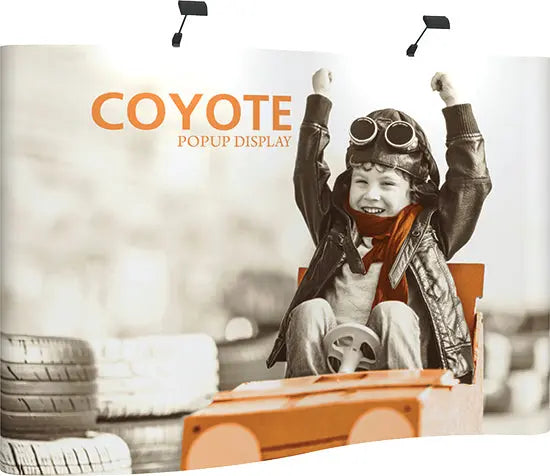 10' Coyote Serpentine Pop Up Display Graphic Mural Kit Orbus Coyote Displays