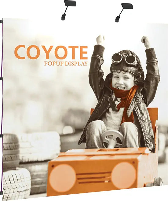 10' Coyote Pop Up Display Front Mural Kit, Fabric End Caps Orbus Coyote Displays