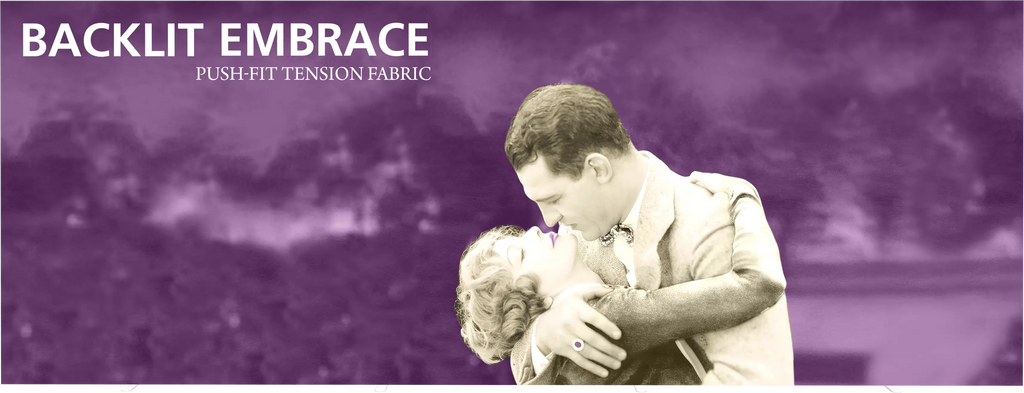 EMBRACE 20FT BACKLIT FULL HEIGHT PUSH-FIT TENSION FABRIC DISPLAY Orbus Formulate Fabric Displays