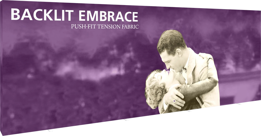 EMBRACE 20FT BACKLIT FULL HEIGHT PUSH-FIT TENSION FABRIC DISPLAY Orbus Formulate Fabric Displays