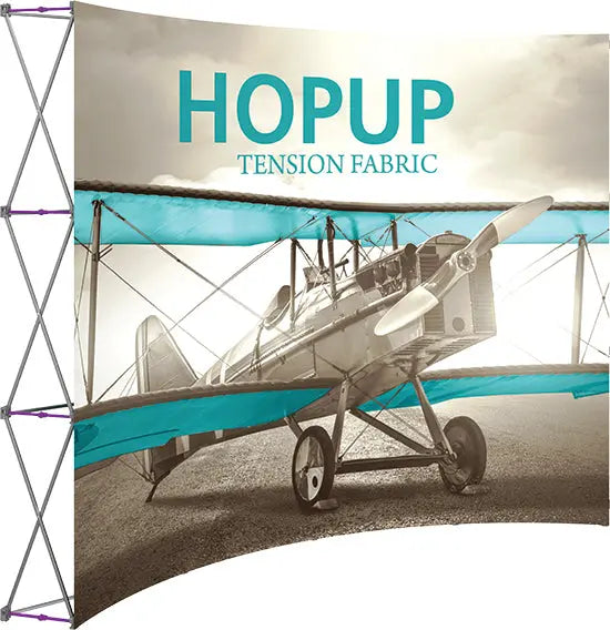 10' Hopup Curved Front Fabric Display Orbus Hop Up Fabric Displays