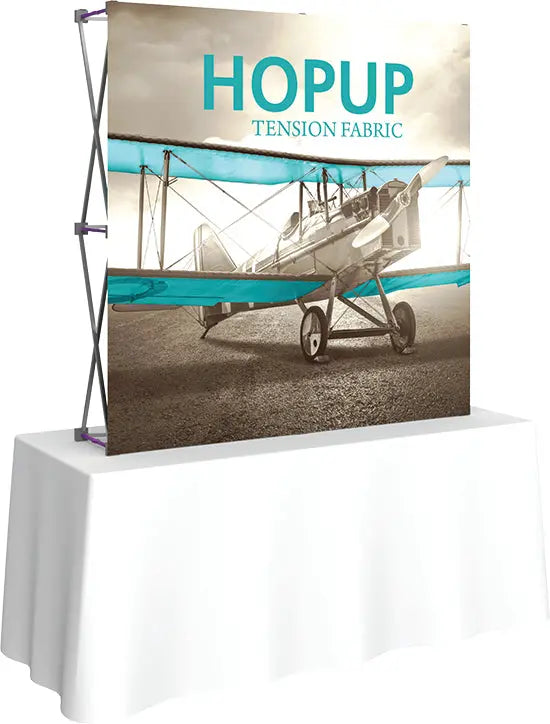5' Hop Up Tabletop Straight Front Fabric Display Orbus Hop Up Fabric Displays