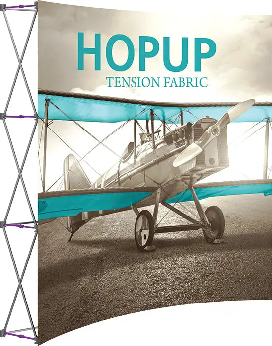 8' Hopup Curved Front Fabric Display Orbus Hop Up Fabric Displays