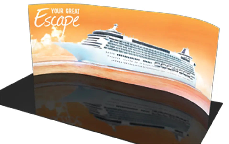 Formulate Master 20' WH1 Horizontal Curve Tension Fabric Display Orbus Formulate Fabric Displays
