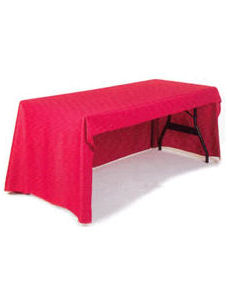 3 SIDED RED 6' Fitted Tablecloth Table Cover Trade Show Event Open Back Side 