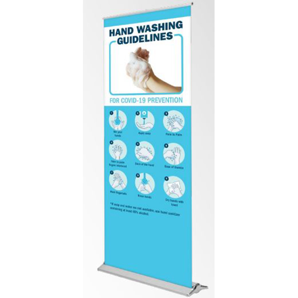 Blade Lite 800 Retractable Banner Stand with Covid 19 Graphics