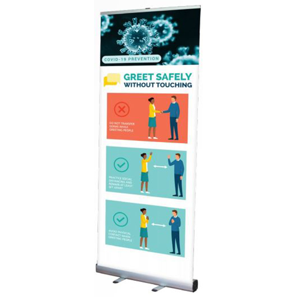 Orbus Mosquito 800 Retractable Banner Stand with Covid 19 Graphics