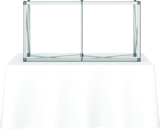 Collapsible tabel top display frame for 1x1 graphics