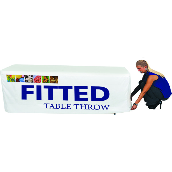 Fitted table throw in 6&#039; or 8&#039; lengths is easy to set up