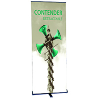 Orbus Monster Banner Stand with laser cut steel ends