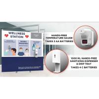 Battery Powered Sanitizer Dispenser and Temperature Gauge with Anti-Microbial Fabric Graphics